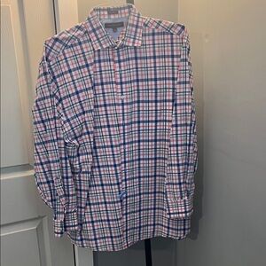 Tommy Hilfiger Men's Red and Blue Plaid Shirt